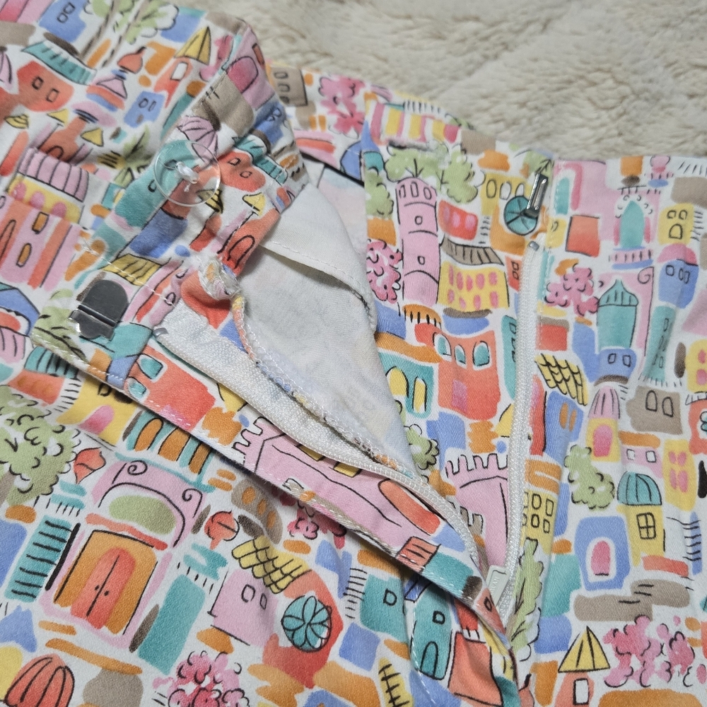 Talbots Italian Coastal Beach Print Crop Ankle Pants Stretch Colorful 10 P - Picture 6 of 16